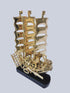 Brass Home Ship With Wooden Base 1.135kg